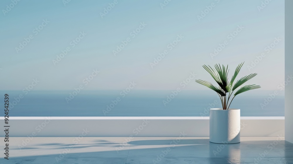 A minimalist white podium in front of a panoramic ocean view. A minimalist white podium in front of a panoramic ocean view.