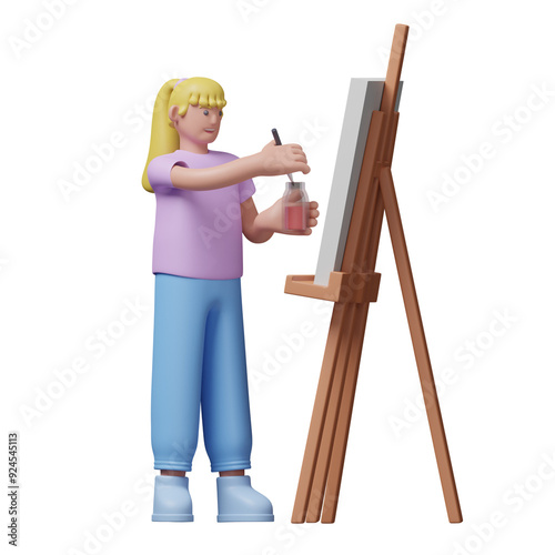 Obraz na plátně pink painter 3d illustration