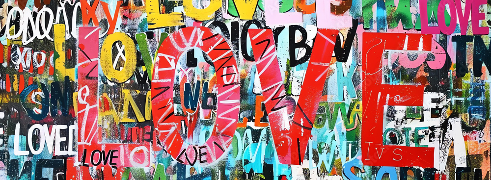 Naklejka premium An abstract artwork featuring the word 