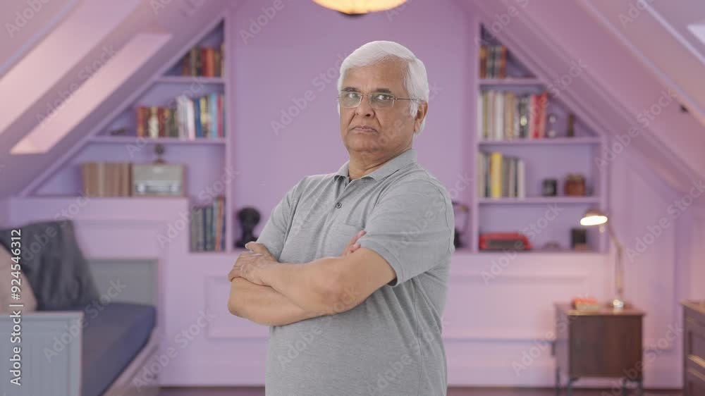 Portrait of Confident Indian old man standing crossed hands Portrait of Confident Indian old man standing crossed hands