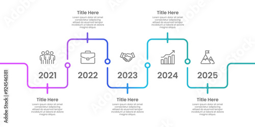 5 Business Plans and Goals for Success. Infographic timeline design template. Business presentation, Report, Structure, Planning and Marketing. Vector illustration.