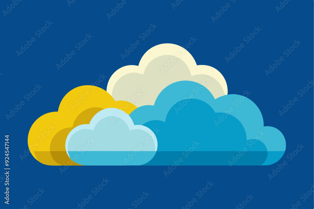 Fototapeta premium Four Colorful Clouds in a Blue Sky