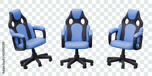 Realistic gaming chair in different positions. Vector ergonomic chair