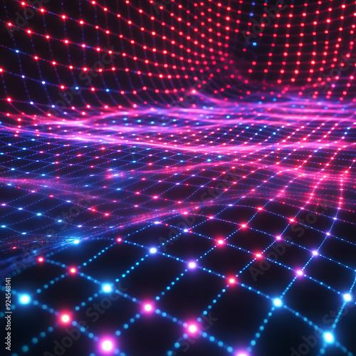 Futuristic Holographic Digital Background with Neon Gradient and Cyber Tech Elements
