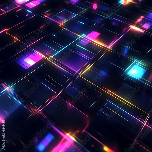 Futuristic Holographic Digital Background with Neon Gradient and Cyber Tech Elements
