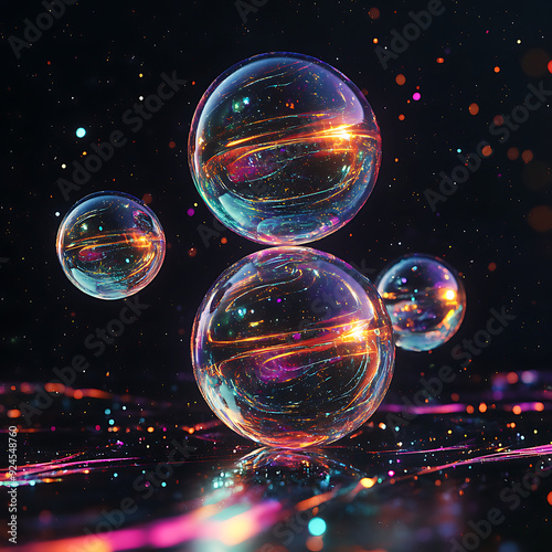 Futuristic Holographic Digital Background with Neon Gradient and Cyber Tech Elements