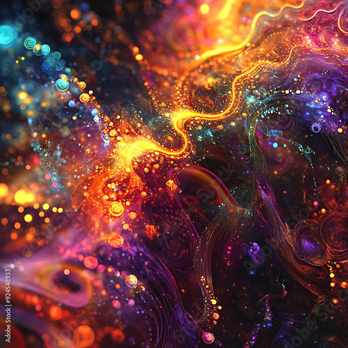 Futuristic Holographic Digital Background with Neon Gradient and Cyber Tech Elements