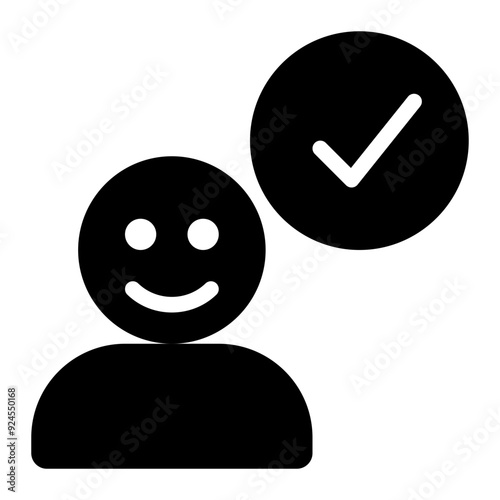 user friendly, user satisfaction, user experience, user acceptance, approve, verified user solid or glyph icon