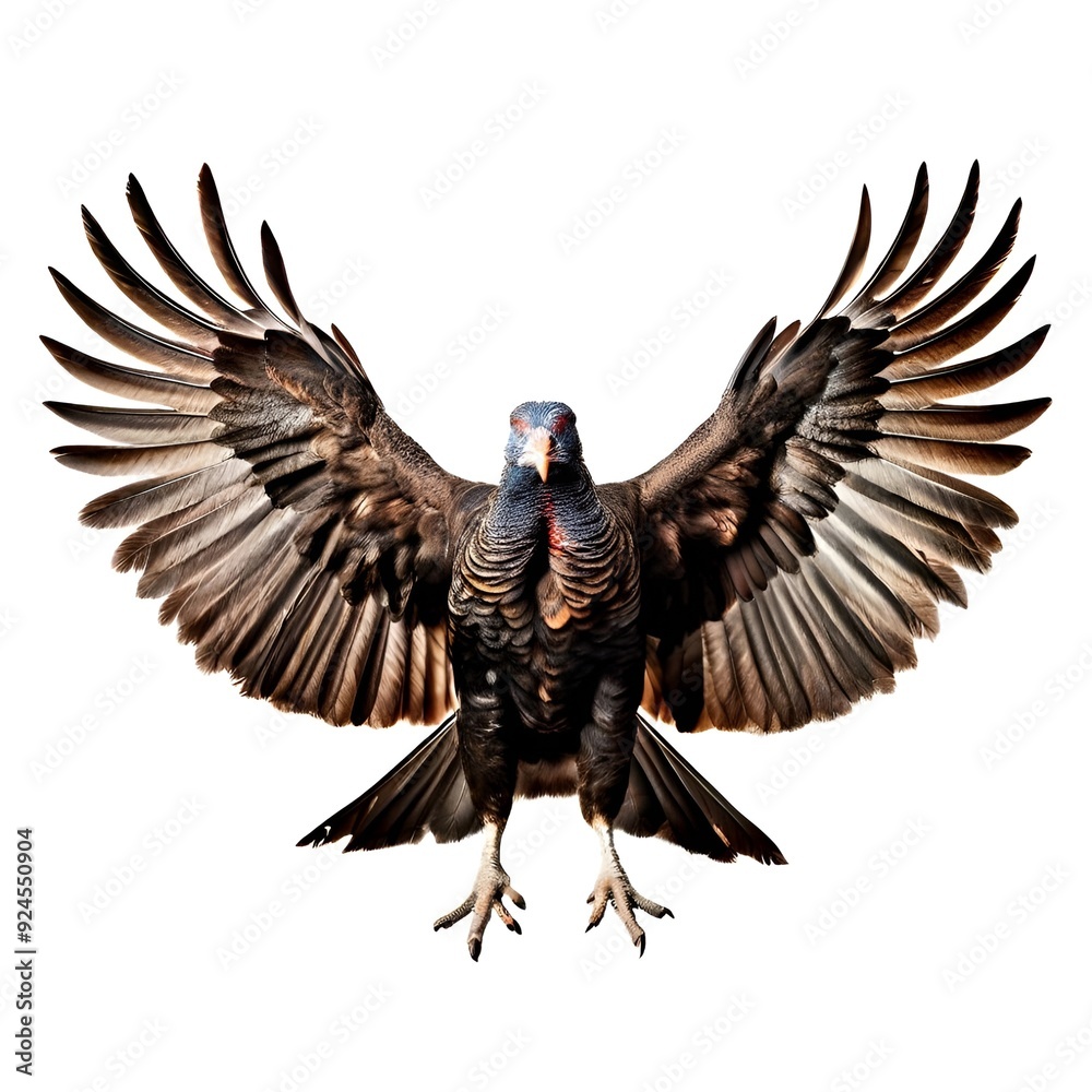 Obraz premium wild-turkey-bird-wings-isolated-on-white-background