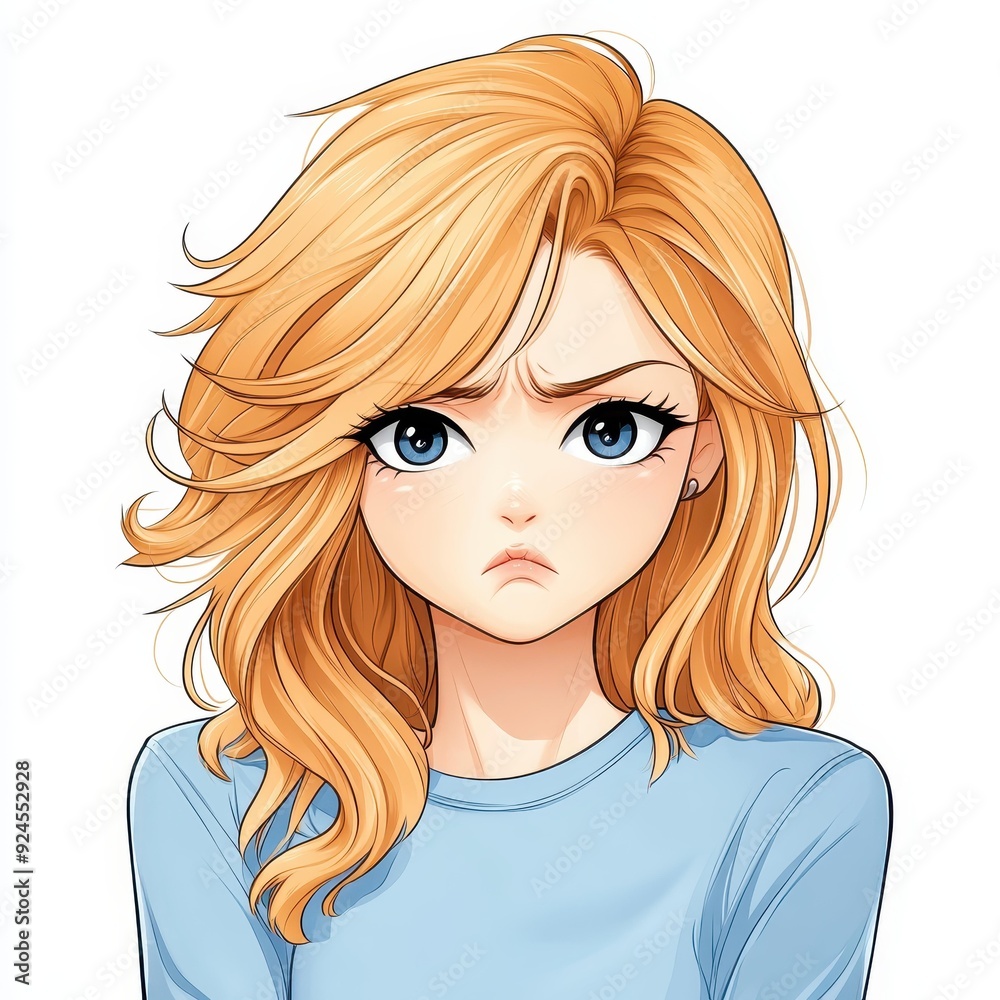 A cute anime pout face conveying disappointment, perfect for expressing sadness or frustration in a relatable way. A cute anime pout face conveying disappointment, perfect for expressing sadness or frustration in a relatable way.