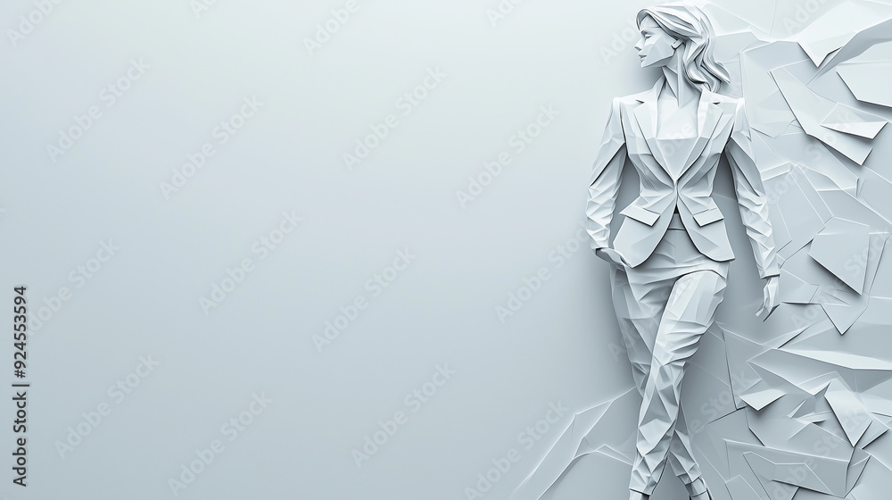 Origami Businesswoman Sculpture in Stylish Pose Origami Businesswoman Sculpture in Stylish Pose