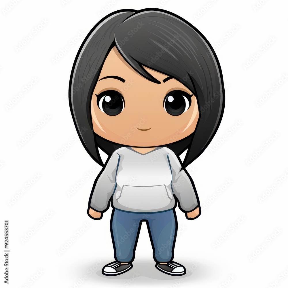 A trendy Asian female cartoon avatar, featuring a stick figure style with batik elements and a sleek, academic design. A trendy Asian female cartoon avatar, featuring a stick figure style with batik elements and a sleek, academic design.