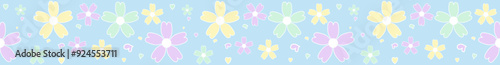 Pastel horizontal floral pattern For borders, frames, cute, colorful colors for decorating paper.