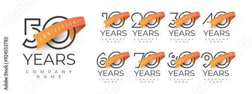 10 20 30 to 90 years anniversary logo template design