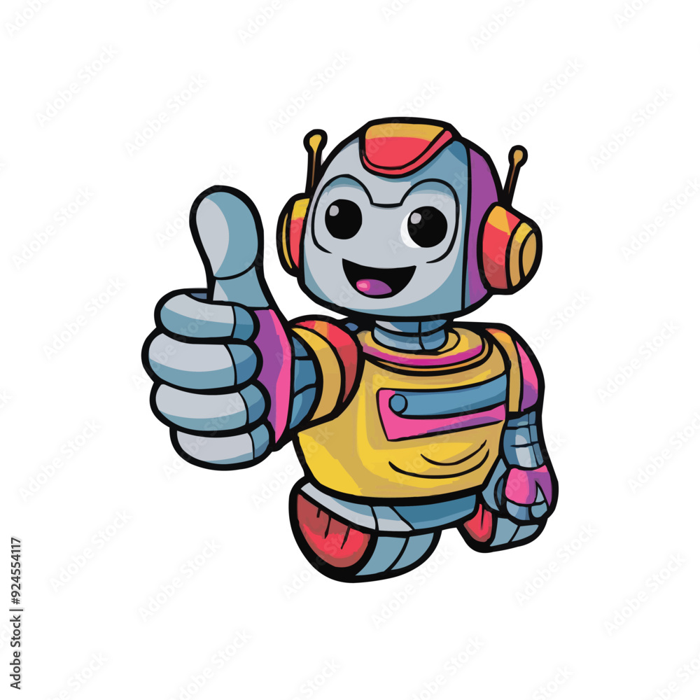 Vector Cute cartoon robot Thumbs up Vector Cute cartoon robot Thumbs up