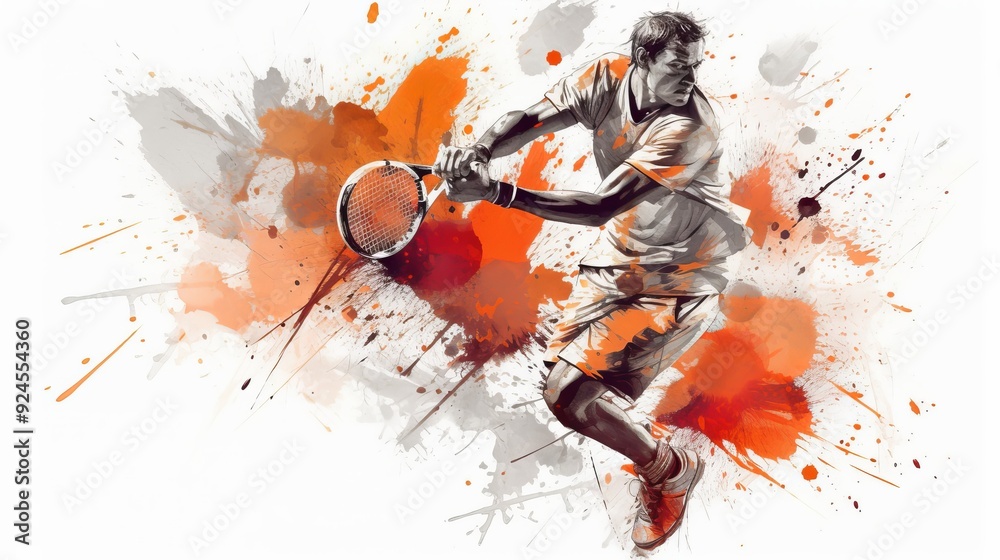 Naklejka premium A man is playing tennis with a racket