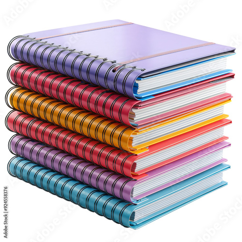 A Vibrant Stack of Notebooks: Solid Yet Flexible, These Colorful Companions Ignite Creativity and Organization in Any Learning or Creative Environment, Ready for Ideas to Flow. photo