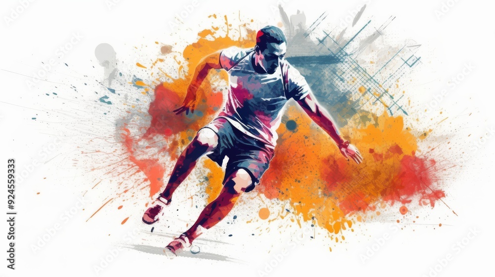 A man is running in a splash of colors A man is running in a splash of colors