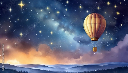hot air balloon in the night sky