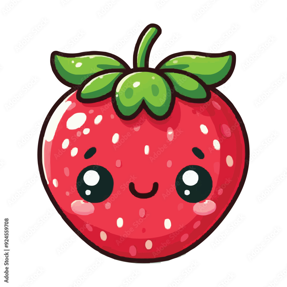 Obraz premium Cute cartoon Strawberry with happy face vector