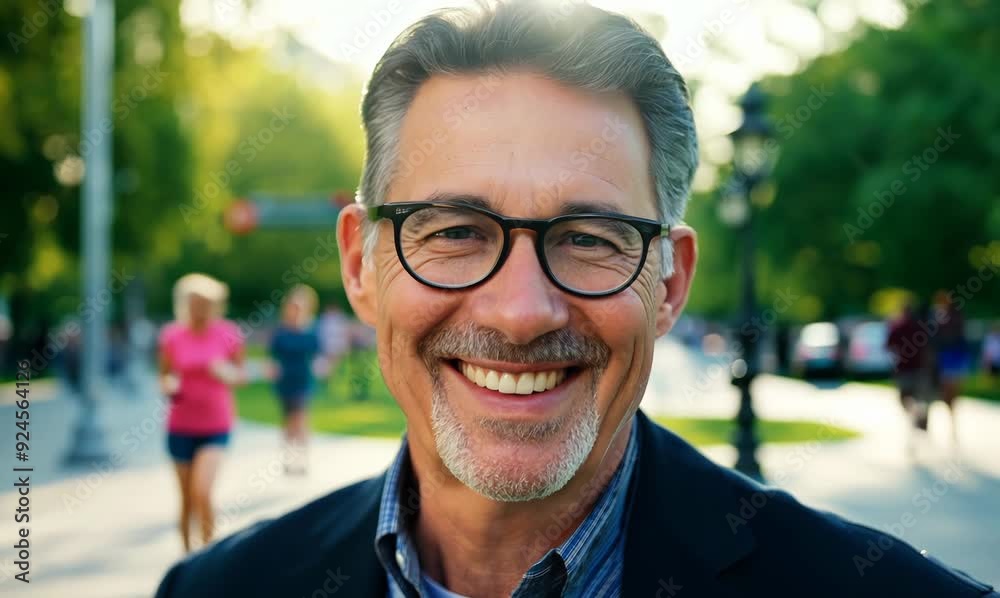 Portrait of a smiling senior man with eyeglasses in the city Portrait of a smiling senior man with eyeglasses in the city