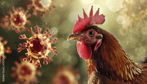 bird flu Chicken and virus photo