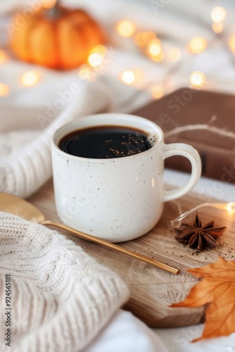Cozy Autumn Coffee With Warm Colors and Seasonal Decor