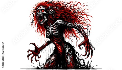 Gothic Red-Haired Monster Apocalypse tattoo Art	
