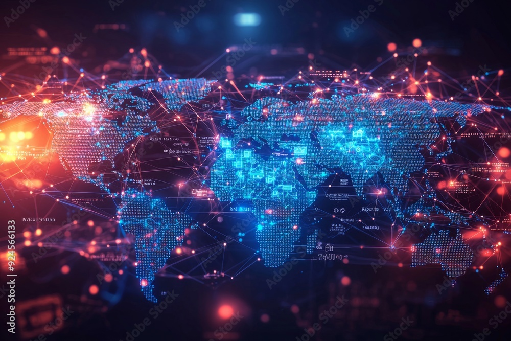Global Digital Business Network Connection Illustration created with Generative AI Global Digital Business Network Connection Illustration created with Generative AI