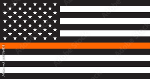 Thin Orange Line Search Rescue Recovery (SAR) Emergency EMS US, USA Flag Illustration