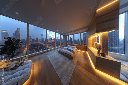 Wallpaper Mural Urban Serenity : A Tranquil Bedroom Oasis (Generative AI) Torontodigital.ca