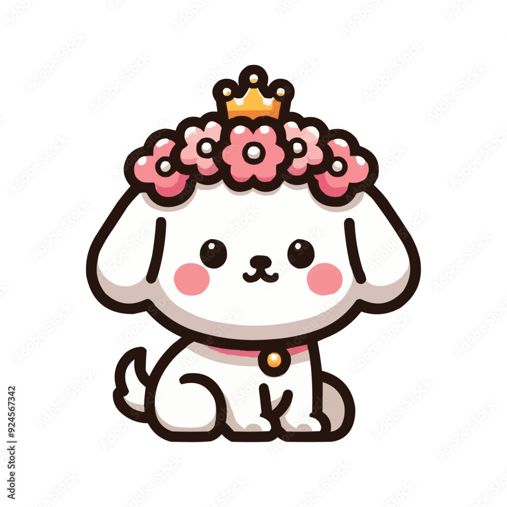 cute dog with flower crown cartoon vector icon illustration cute dog with flower crown cartoon vector icon illustration