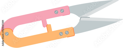Sewing thread snips, cartoon tailor craft accessories object, vector embroidery supplies element, hand drawn sewing decoration illustration, doodle fashion tool design,