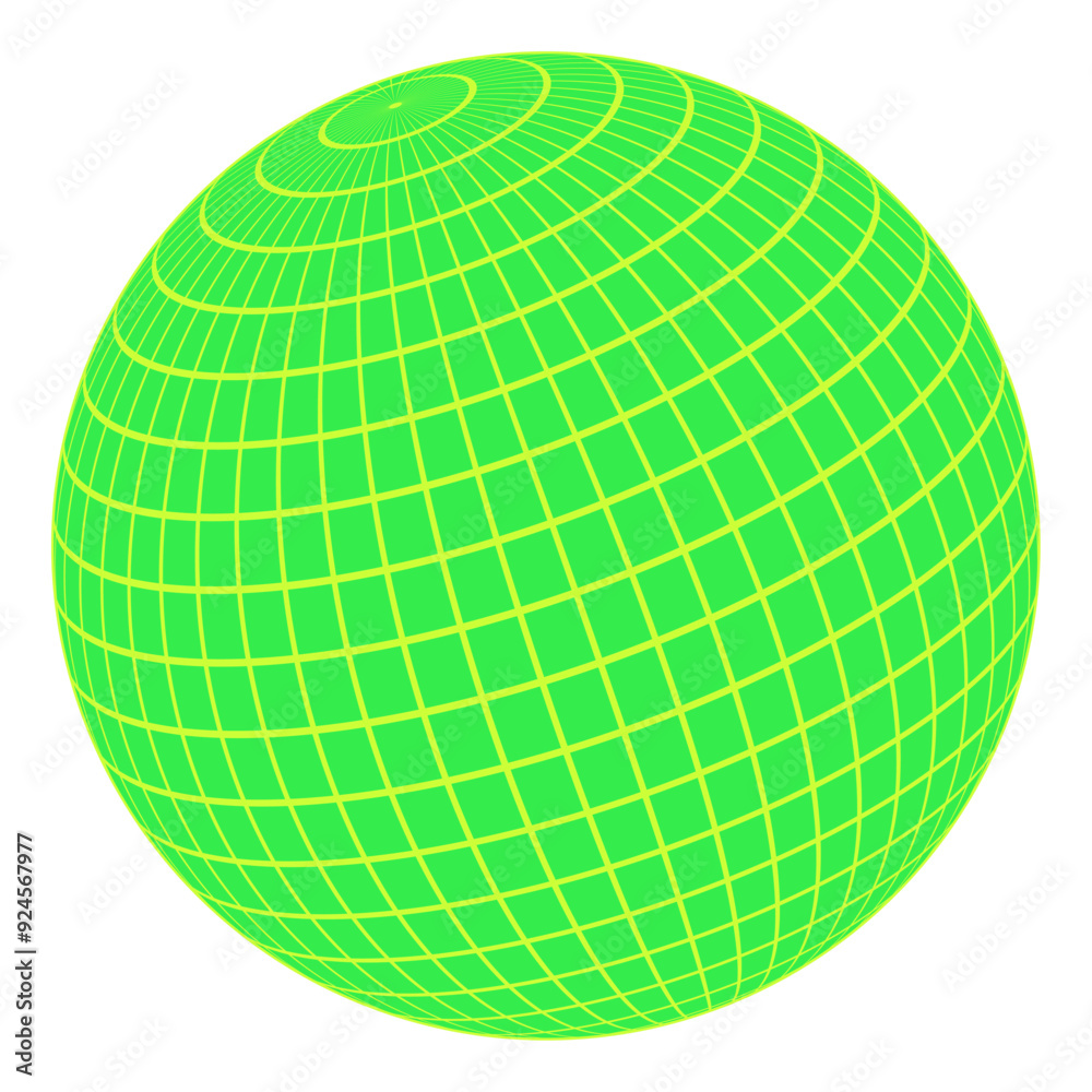 Obraz premium Y2k 3d grid ball patch, 90s retro neon mesh shape object, brutal art geometric net pattern figure icon, y2k trendy 3d wireframe form illustration, cyber tech geometry grid structure graphic.