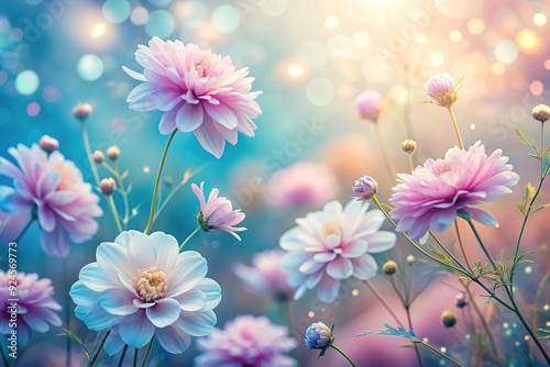 Ethereal Bloom of Serenity: Pastel colors, delicate flowers, soft gradients, tranquil atmosphere