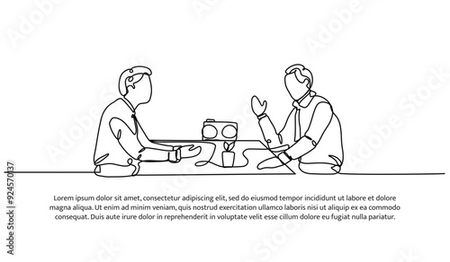 Continuous one line design of currently doing a podcasts. Minimalist style vector illustration on white background.