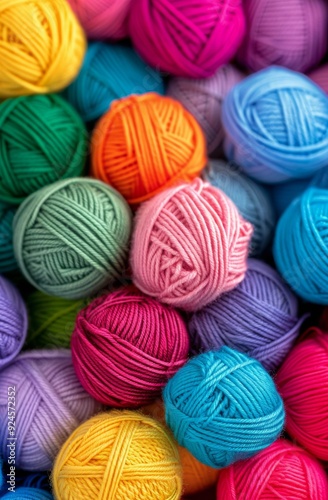 Colorful Yarn Balls in a Masterful Arrangement at Craft Supply Store