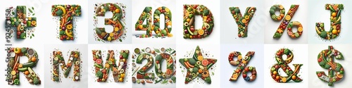 Healthy food Lettering Typeface. AI generated illustration