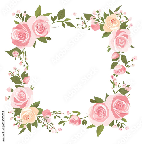 Pink Rose Floral Frame Illustration