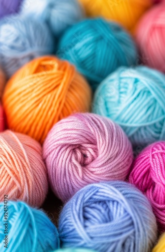 Colorful Yarn Balls in a Masterful Arrangement at Craft Supply Store