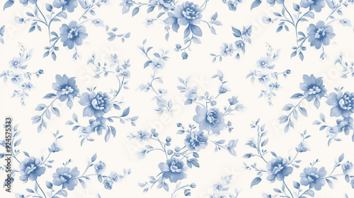 Blue and white small floral pattern on a plain background, vintage wallpaper design for interior decoration, seamless wallpaper, patterns, background, backdrop, wallpaper