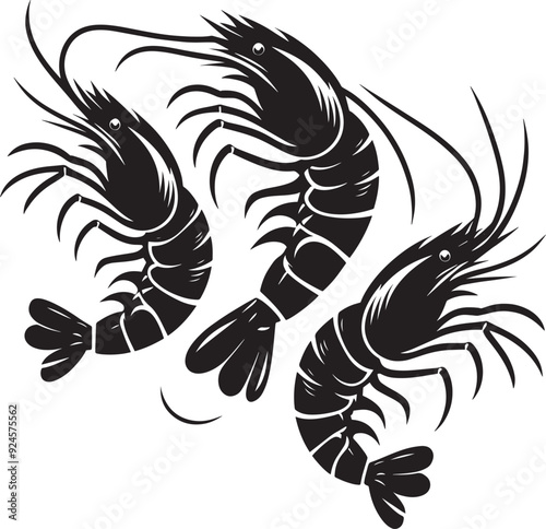 Wallpaper Mural Shrimp Silhouette isolated on white background Minimalist crayfish vector shape Torontodigital.ca