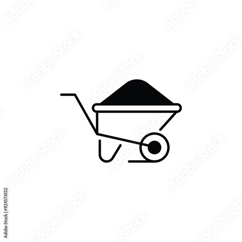 Wheelbarrow icon design with white background stock illustration