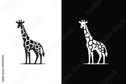 Giraffe icon silhouette vector in trendy style. Giraffe icon illustration black