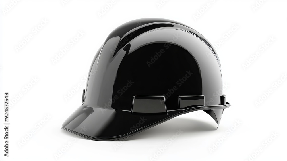 Fototapeta premium Single black protective helmet isolated on a white background