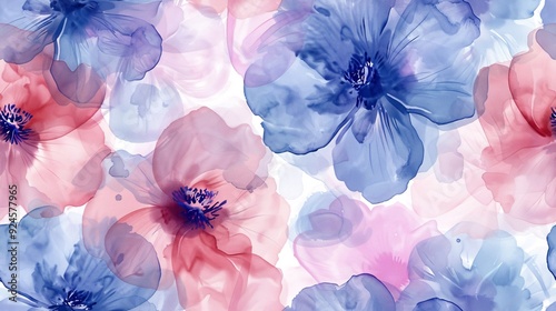 Delicate floral watercolor pattern in gentle pastel hues, ideal for cosmetic items and more.