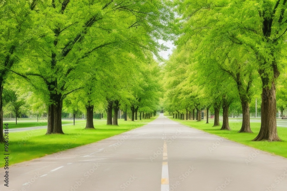 Highway with green trees Highway with green trees