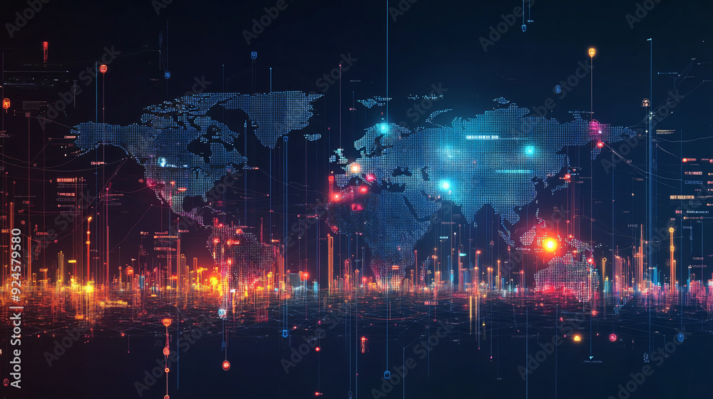 Fototapeta premium Economic data visualizations forecasting global trade trends