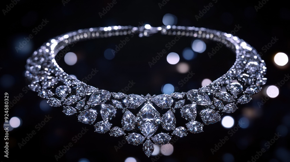 Diamond Necklace with a Large Center Stone Diamond Necklace with a Large Center Stone