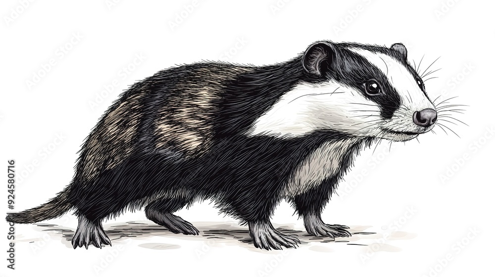 Fototapeta premium Vector Illustration of a Hamster Standing on All Fours, Capturing the Typical Foraging or Movement Pose